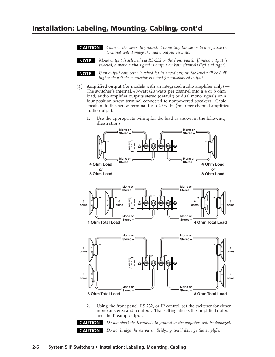 Preliminar y, Installation: labeling, mounting, cabling, cont’d, Caution | Extron Electronics System 5 IP Series User Guide User Manual | Page 16 / 126