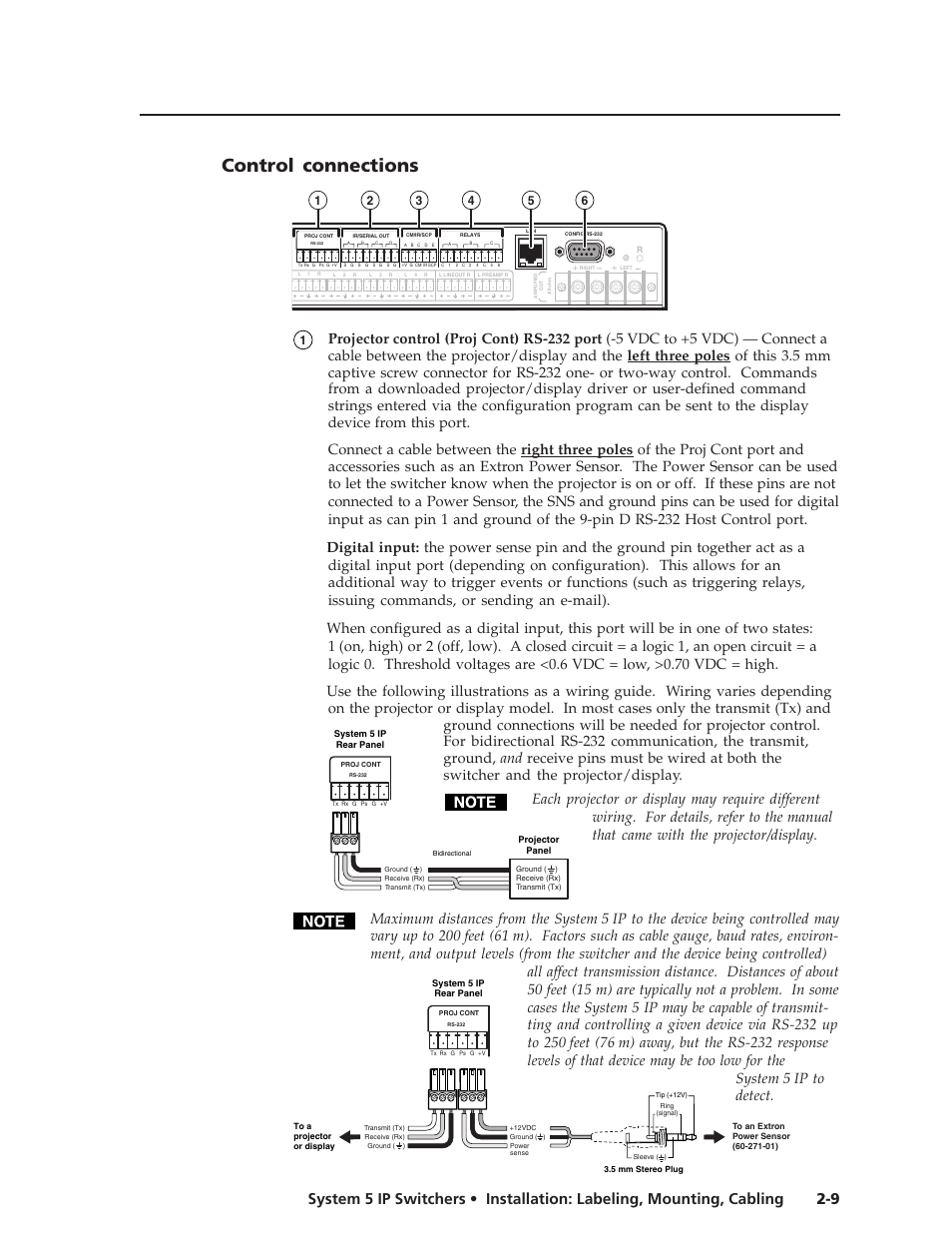 Control connections, Preliminar y | Extron Electronics System 5 IP Series User Guide User Manual | Page 19 / 126