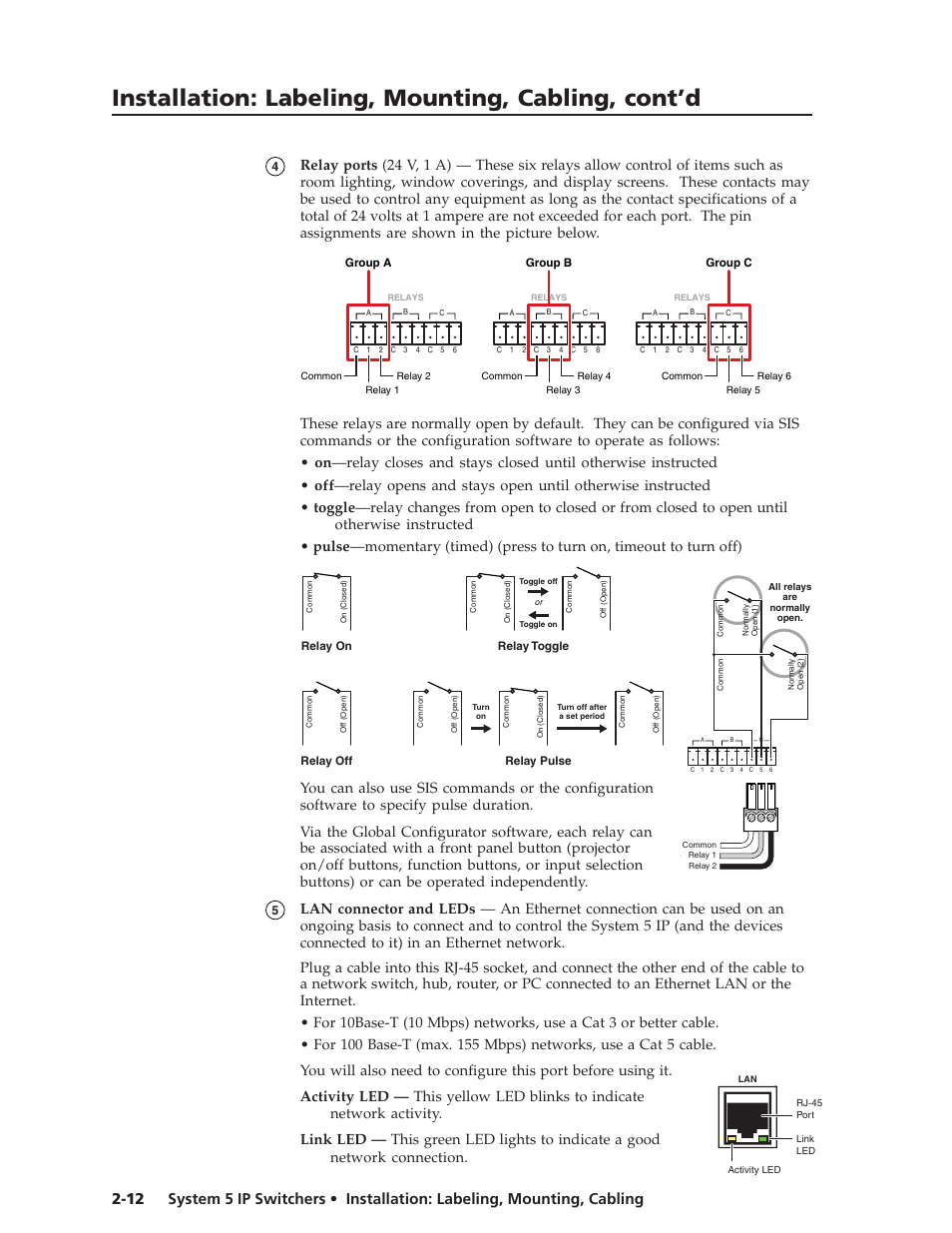 Preliminar y, Installation: labeling, mounting, cabling, cont’d | Extron Electronics System 5 IP Series User Guide User Manual | Page 22 / 126