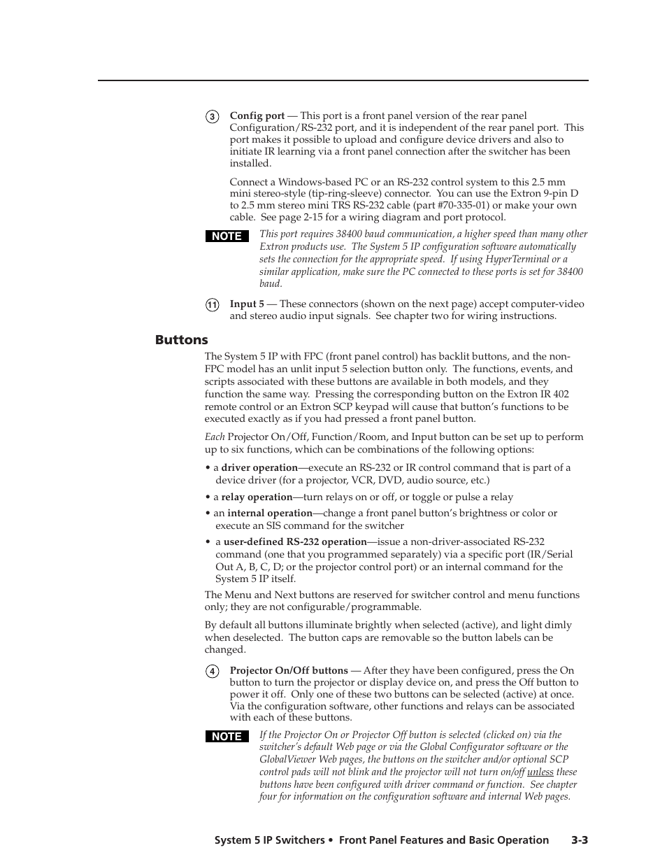 Buttons, Preliminar y | Extron Electronics System 5 IP Series User Guide User Manual | Page 29 / 126