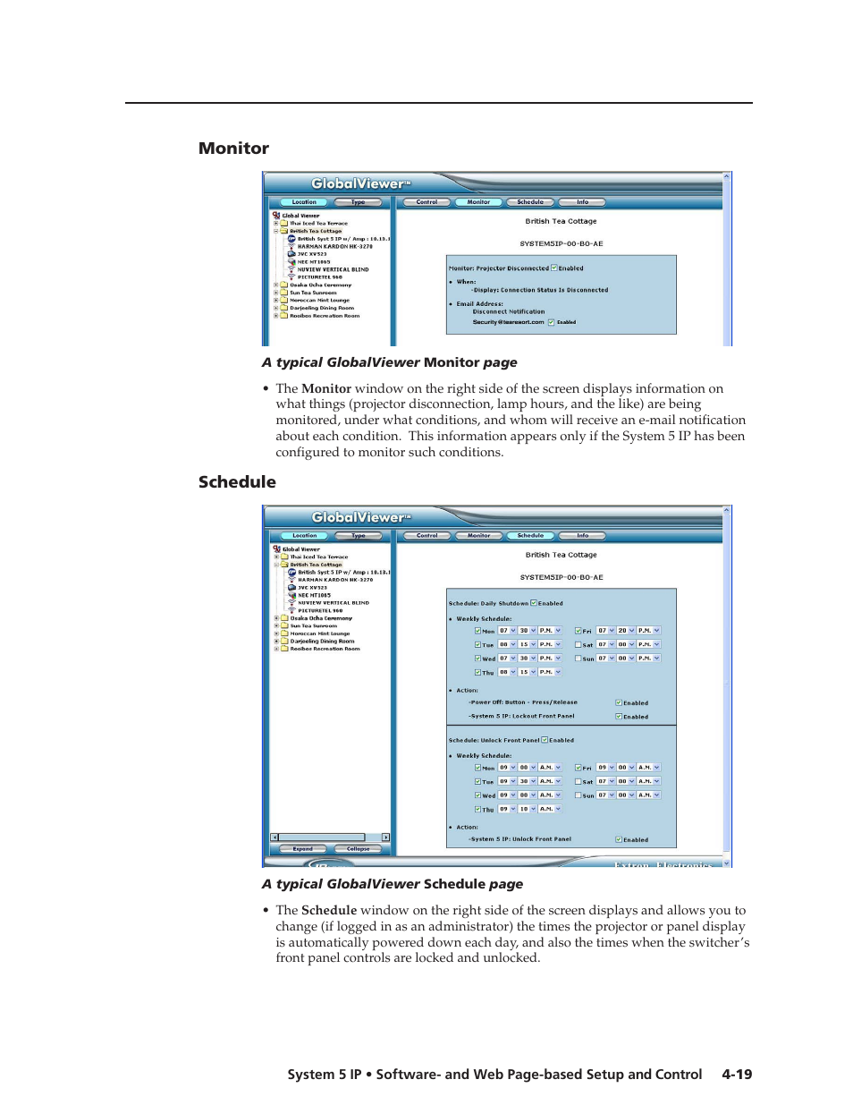 Monitor, Schedule, Preliminar y | Extron Electronics System 5 IP Series User Guide User Manual | Page 55 / 126