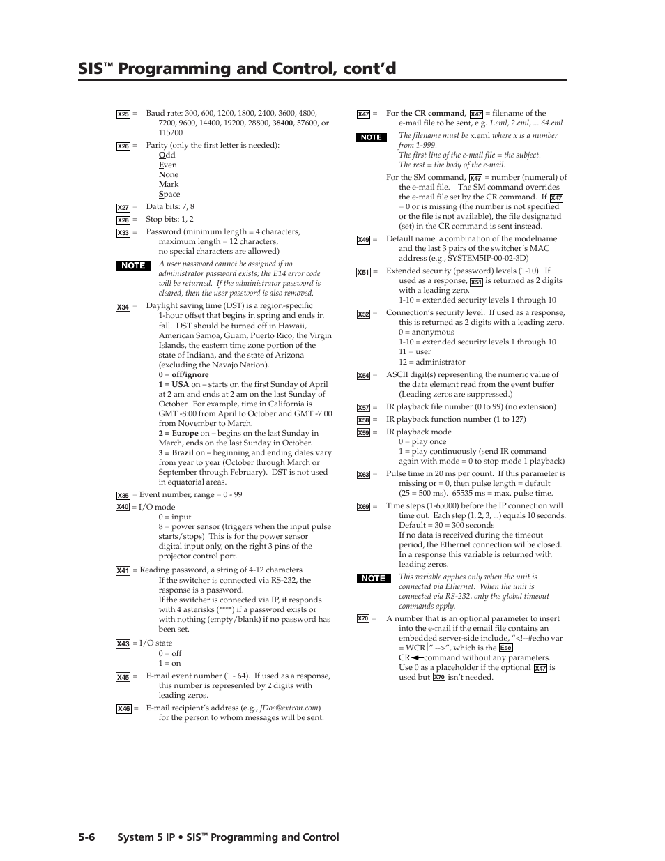 Preliminar y, Programming and control, cont’d, System 5 ip • sis | Programming and control 5-6 | Extron Electronics System 5 IP Series User Guide User Manual | Page 62 / 126