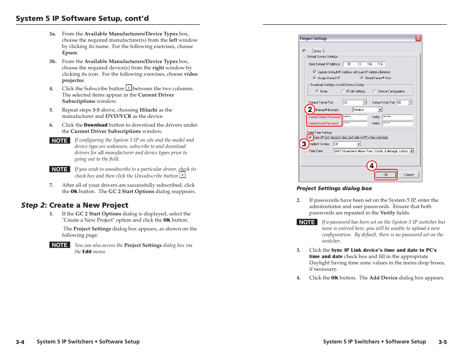 Step 2: create a new project, Step 2 : create a new project, System 5 ip software setup, cont’d | Extron Electronics System 5 IP Series Setup Guide User Manual | Page 17 / 27