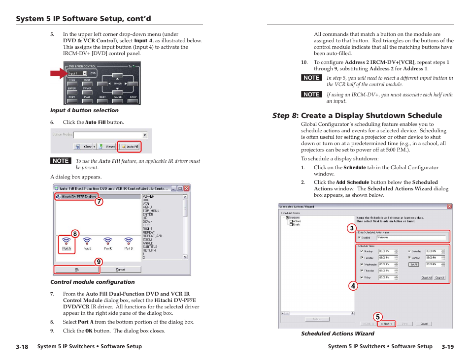 Step 8: create a display shutdown schedule, Step 8 : create a display shutdown schedule, System 5 ip software setup, cont’d | Step 8 : create a dsplay shutdown schedule | Extron Electronics System 5 IP Series Setup Guide User Manual | Page 24 / 27