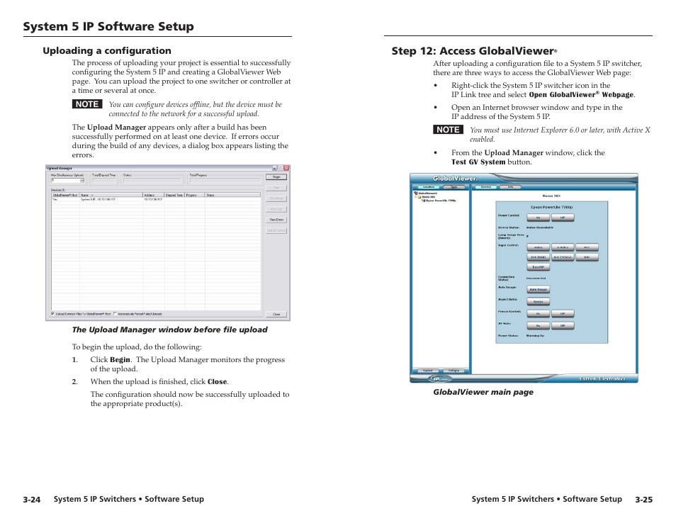 Uploading a configuration, Step 12: access globalviewer, Uploading a configuration -24 | System 5 ip software setup, Step 12: access globalvewer | Extron Electronics System 5 IP Series Setup Guide User Manual | Page 27 / 27