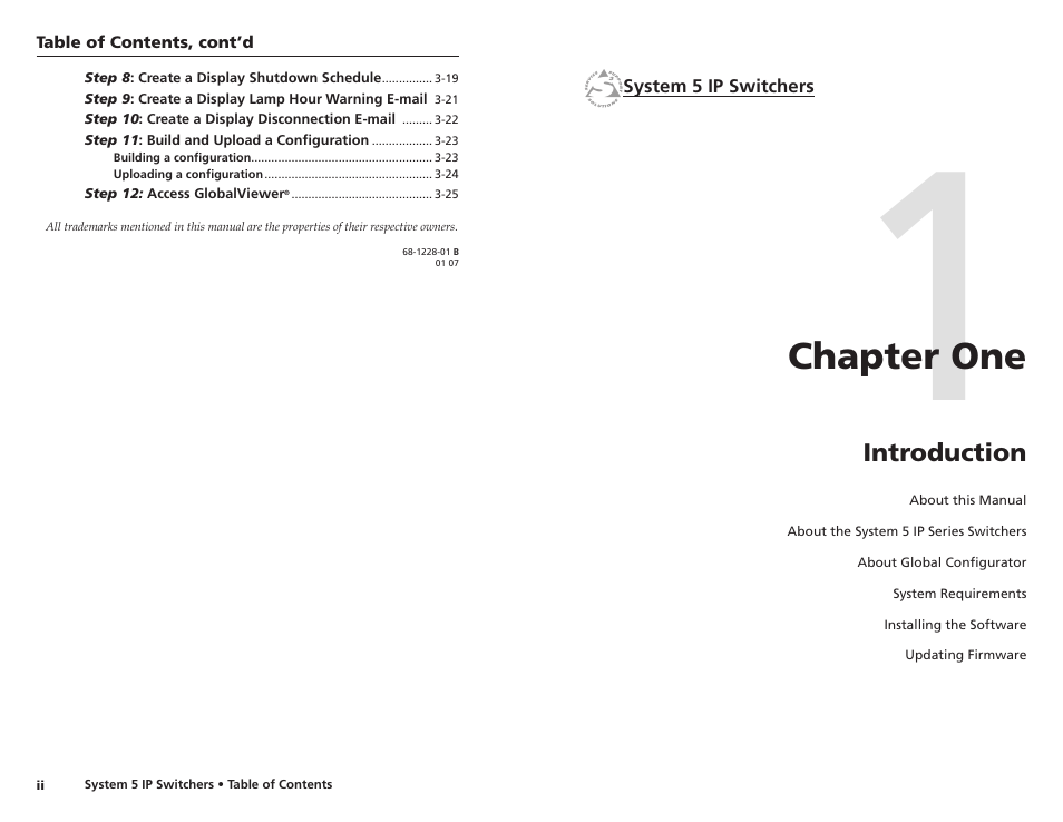 Chapter one, Introduction, Introducton | Extron Electronics System 5 IP Series Setup Guide User Manual | Page 5 / 27