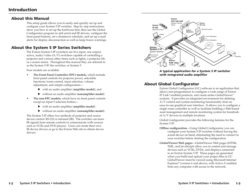 About this manual, About the system 5 ip series switchers, About global configurator | Extron Electronics System 5 IP Series Setup Guide User Manual | Page 6 / 27