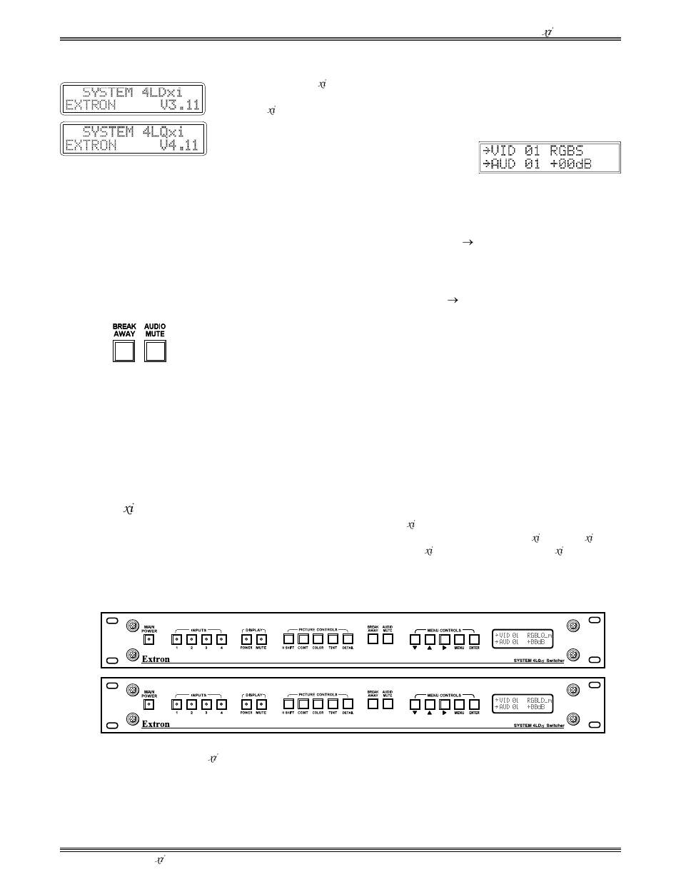 Default lcd screen, System 4 xi model differences | Extron Electronics System 4xi Series User Manual | Page 25 / 76