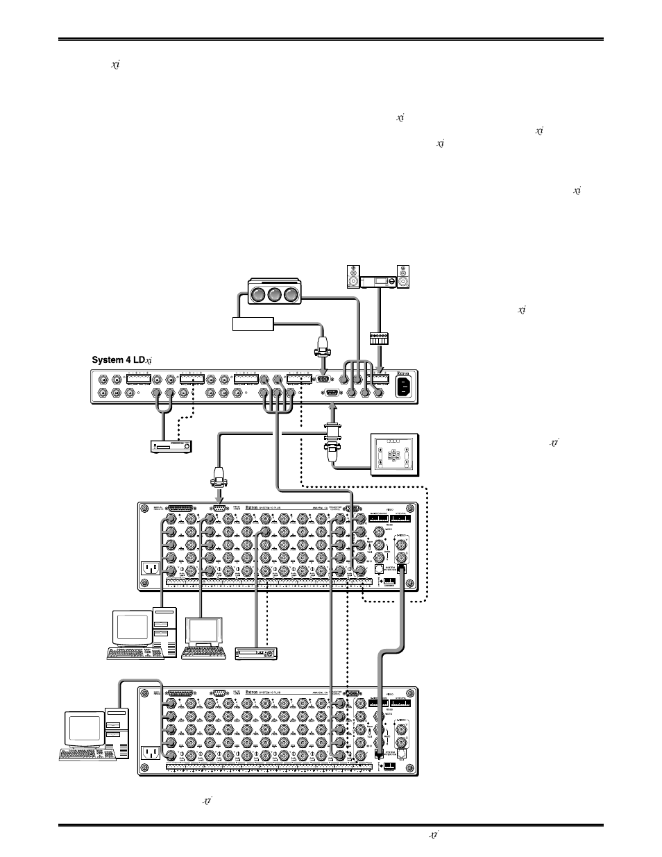 Chapter 4 • connecting multiple switchers, System 4 xi with multiple system 8/10 p, Switchers | Extron Electronics System 4xi Series User Manual | Page 42 / 76