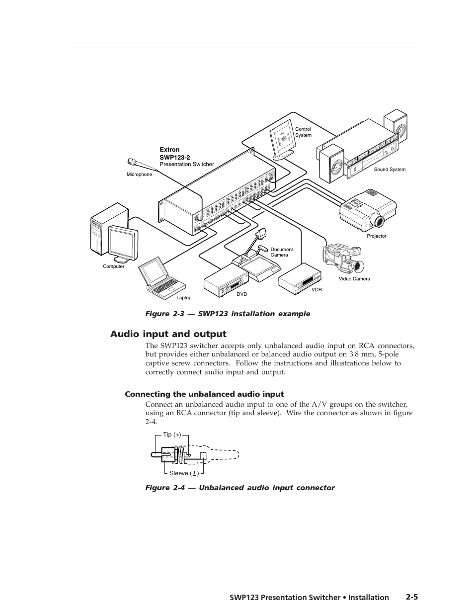 Audio input and output | Extron Electronics SWP123 User Manual | Page 15 / 50