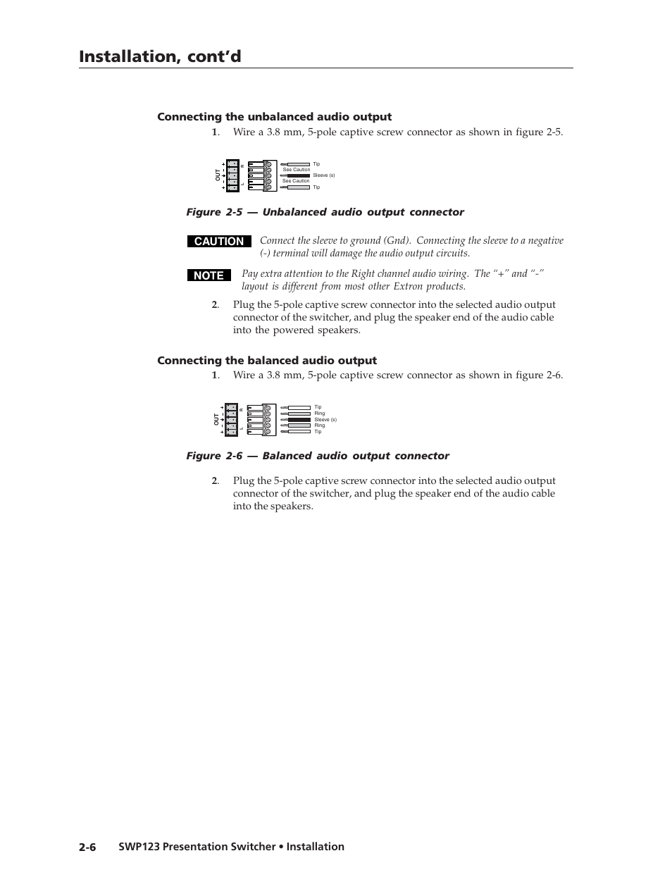 Installation, cont’d | Extron Electronics SWP123 User Manual | Page 16 / 50