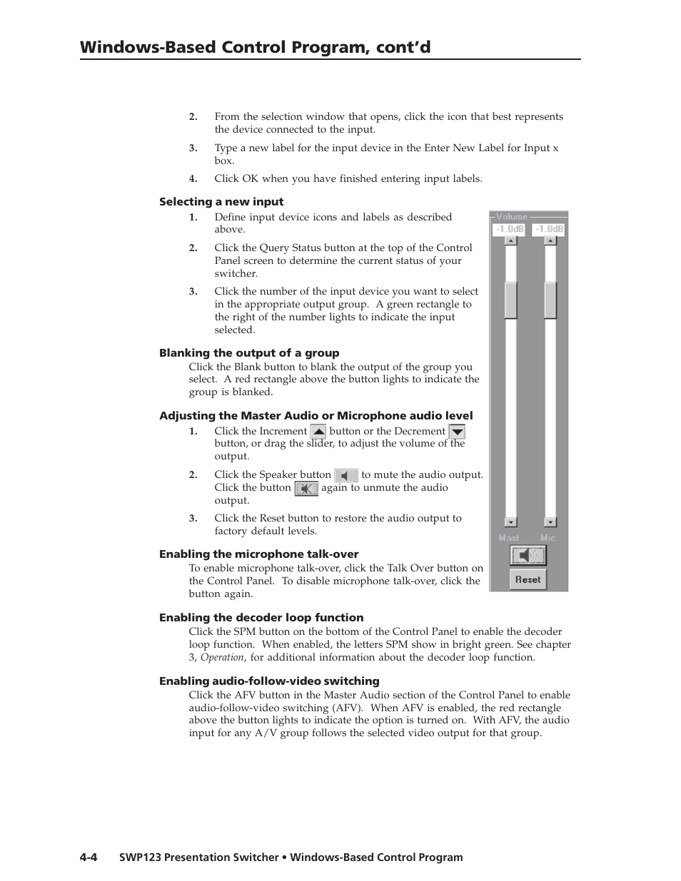 Windows-based control program, cont’d | Extron Electronics SWP123 User Manual | Page 26 / 50