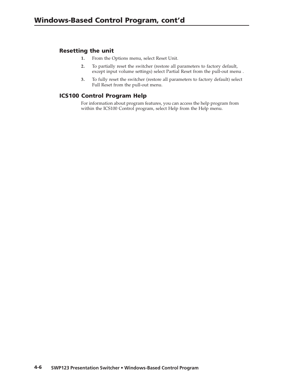 Windows-based control program, cont’d | Extron Electronics SWP123 User Manual | Page 28 / 50