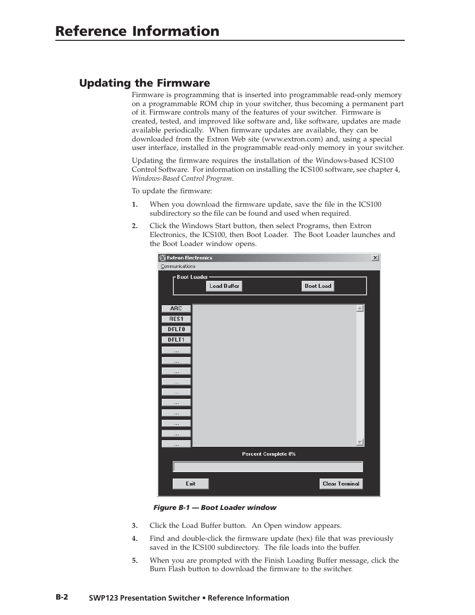 Reference information, Updating the firmware | Extron Electronics SWP123 User Manual | Page 46 / 50