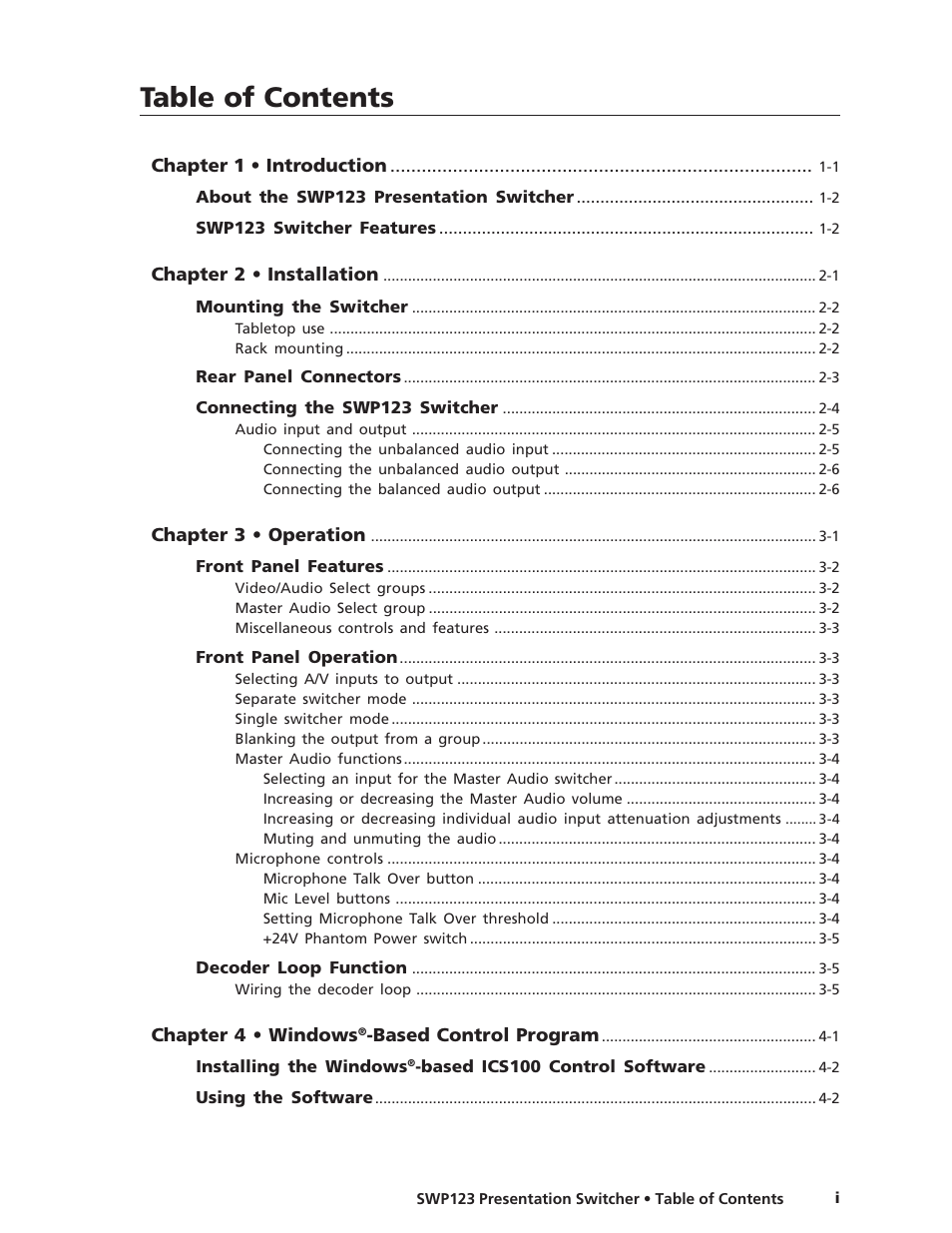 Extron Electronics SWP123 User Manual | Page 5 / 50