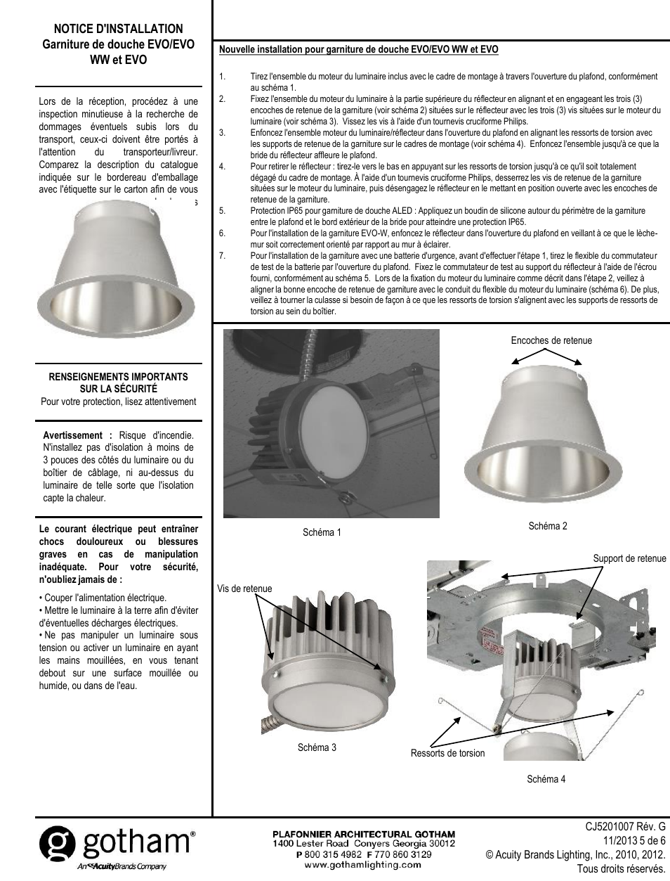 Conservez ces instructions | Gotham EVO Shower Trim User Manual | Page 5 / 6