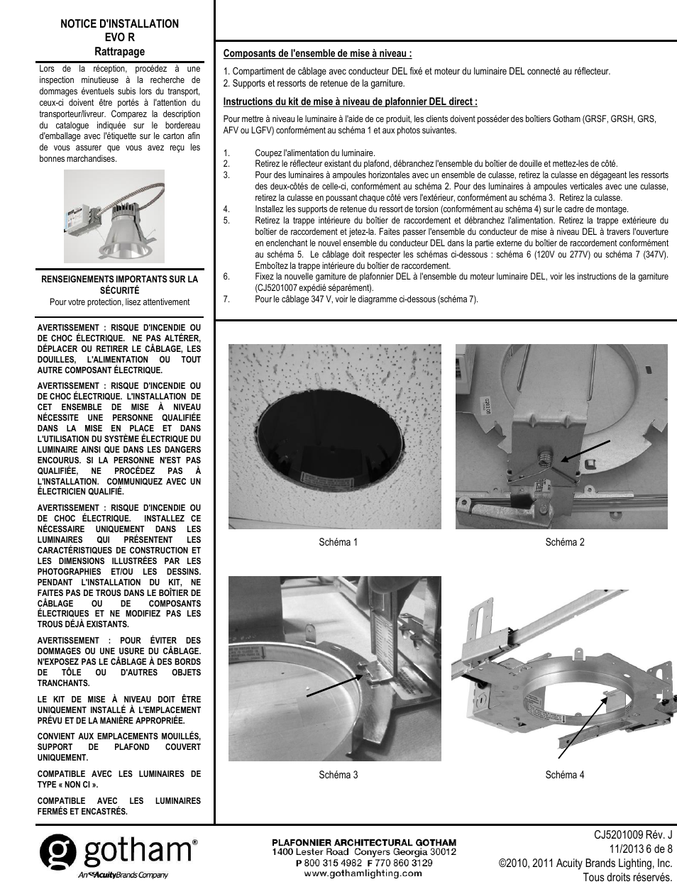 Conservez ces instructions | Gotham EVO R Retro-fit User Manual | Page 6 / 8