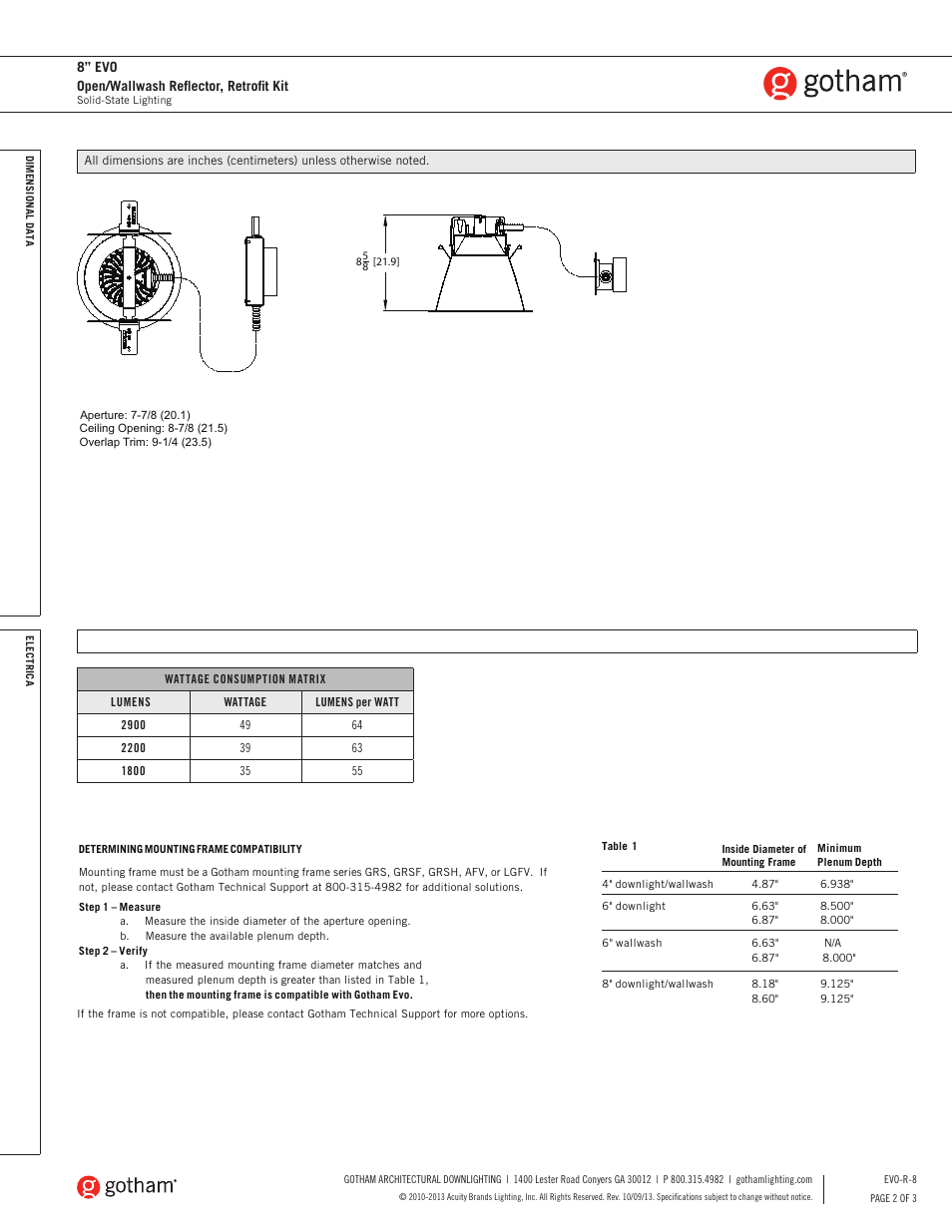 Gotham 8 Evo Open_Wallwash Reflector SpecSheet User Manual | Page 2 / 3