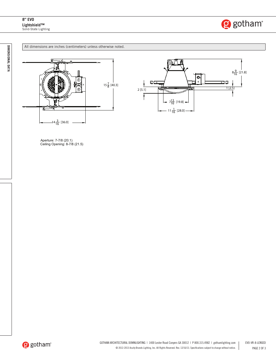 Gotham 8 Evo Lightshield SpecSheet User Manual | Page 2 / 3