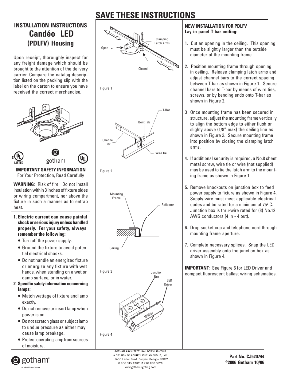 Gotham Candéo LED (PDLFV) Housing User Manual | 3 pages
