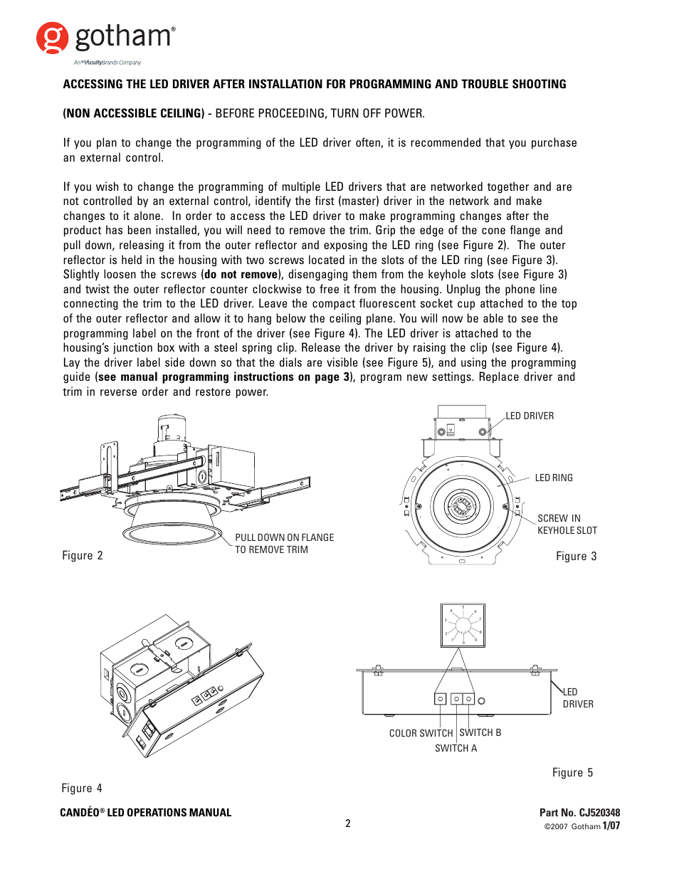 Figure 2, 1/07 candéo, Led operations manual | Gotham CANDÉO LED User Manual | Page 2 / 6