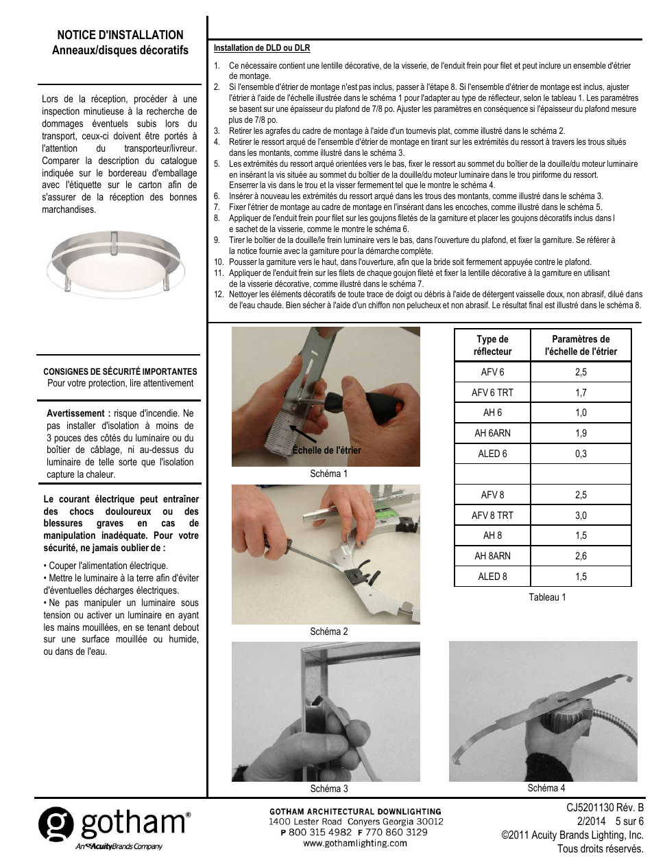 Conserver ces instructions, Notice d'installation anneaux/disques décoratifs | Gotham Decorative Rings_Disks User Manual | Page 5 / 6