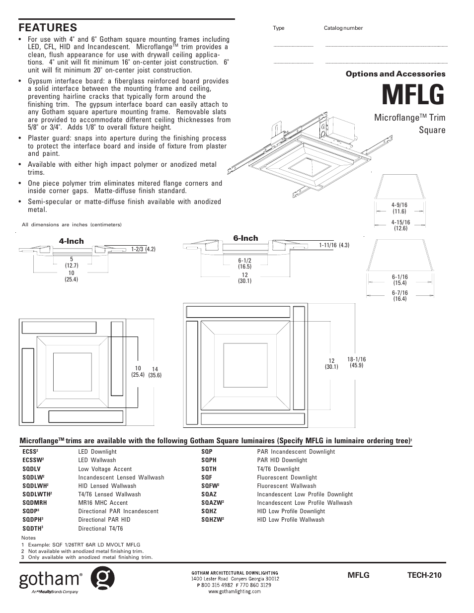 Gotham Ecos MFLG Microflange Trim Square User Manual | 1 page