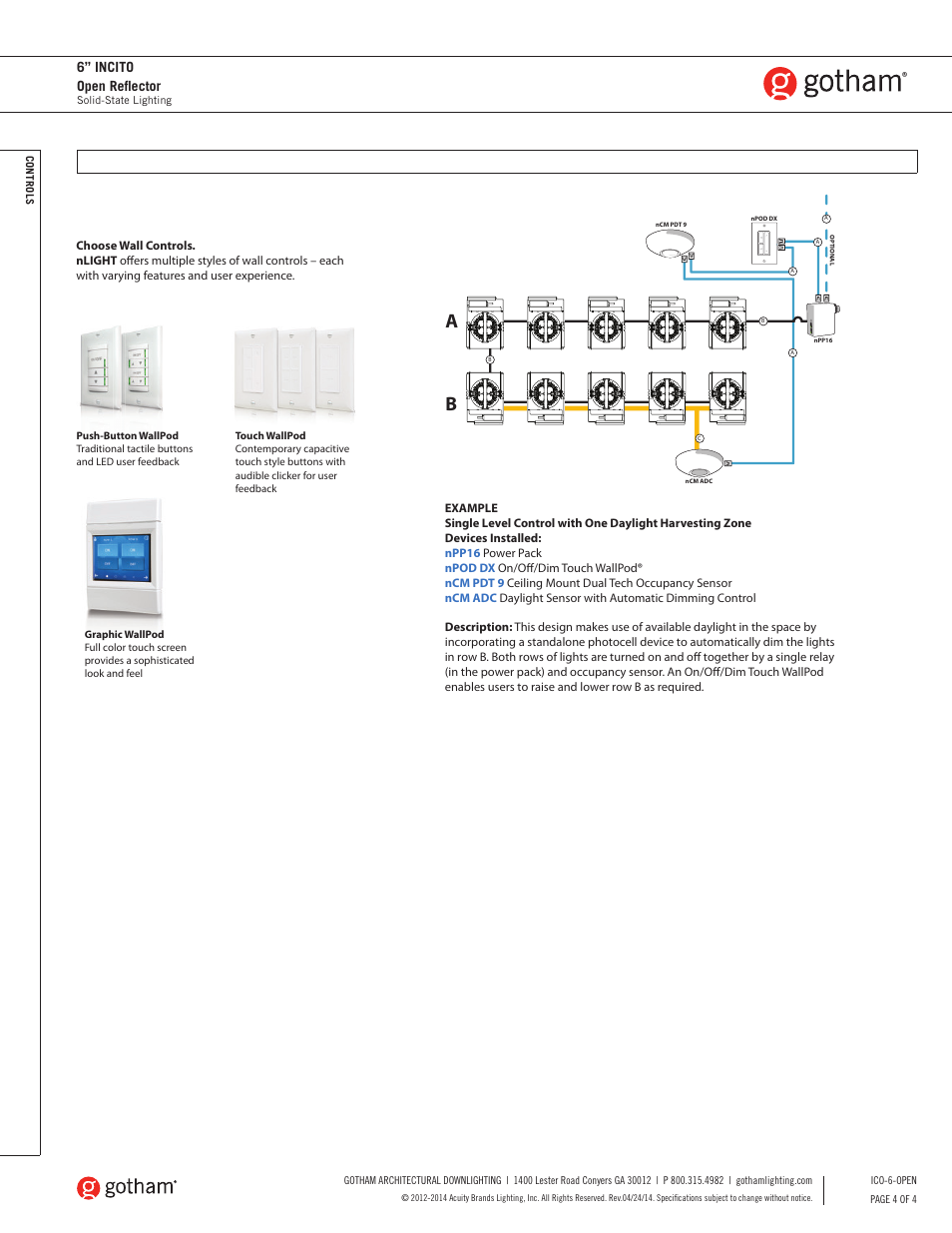 6” incito open reflector | Gotham 6 Incito Open Downlight SpecSheet User Manual | Page 4 / 4