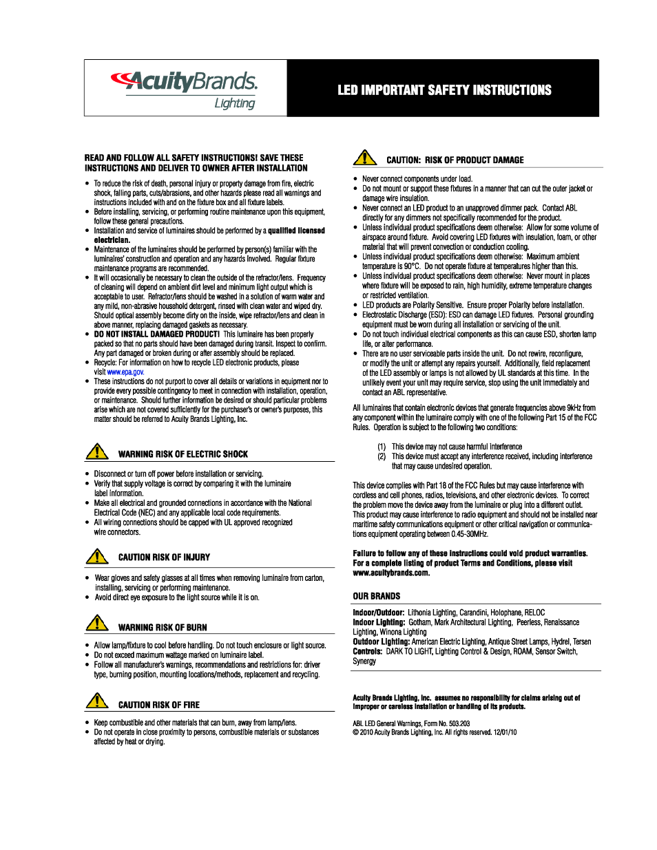 Gotham EVO-SQ User Manual | 3 pages