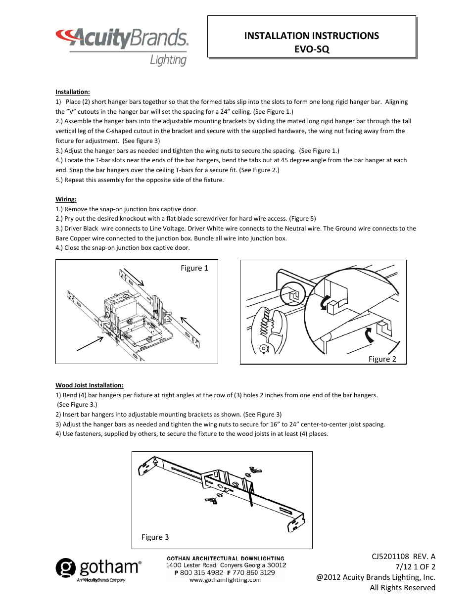 Installation instructions evo-sq | Gotham EVO-SQ User Manual | Page 2 / 3