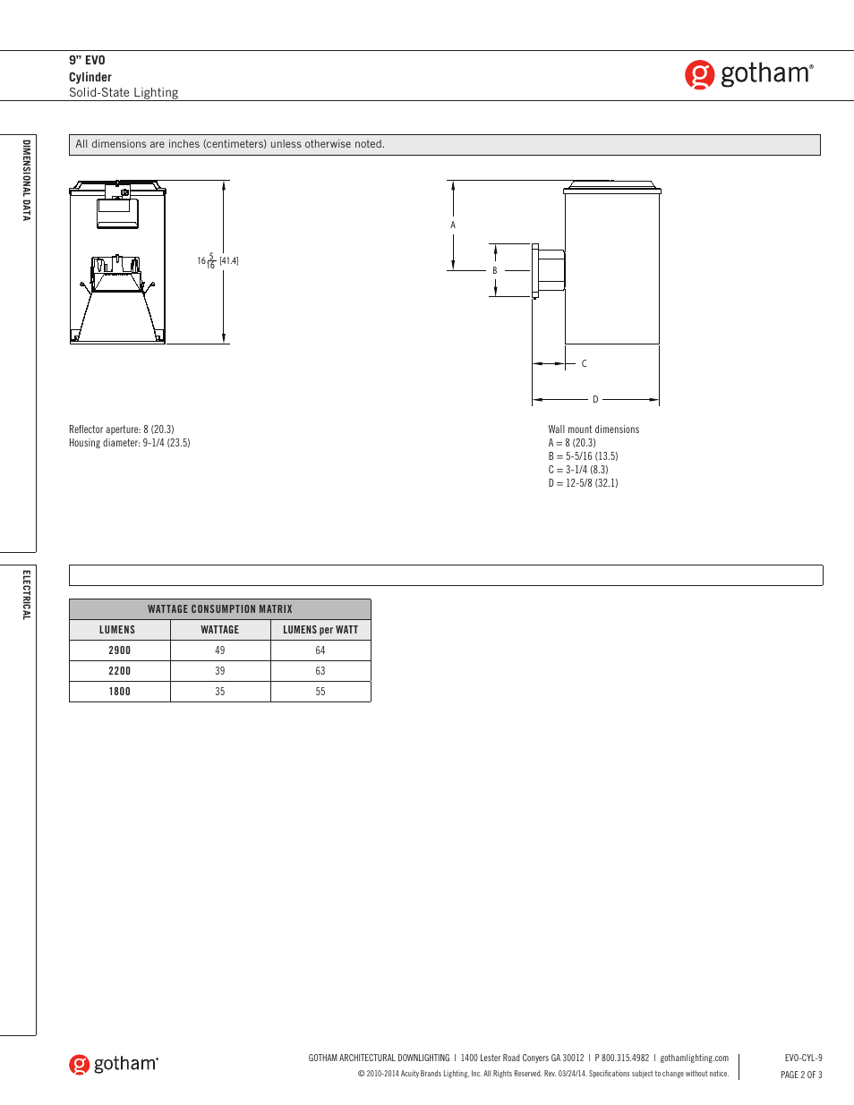 Gotham 9 Evo Cylinder SpecSheet User Manual | Page 2 / 3