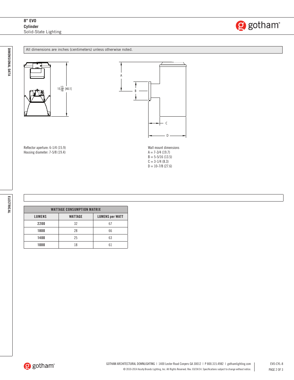 Gotham 8 Evo Cylinder SpecSheet User Manual | Page 2 / 3