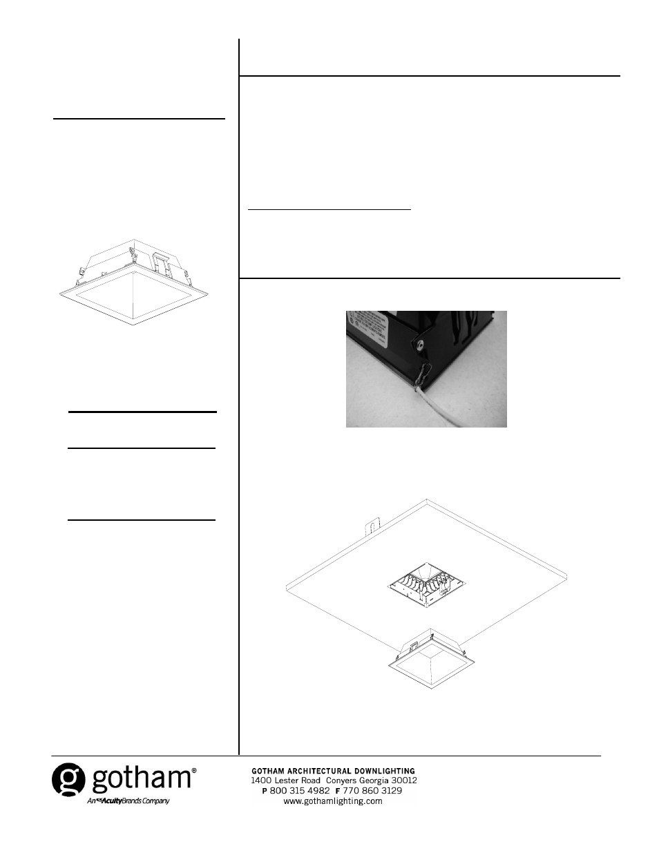 Gotham Ecos Square Trim User Manual | 1 page