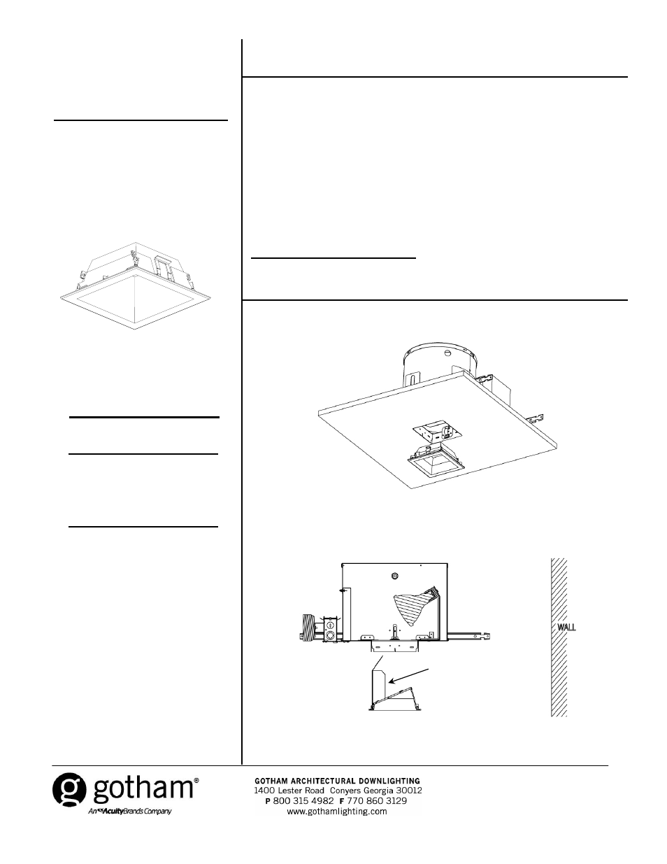 Gotham SQDLV WSH User Manual | 1 page