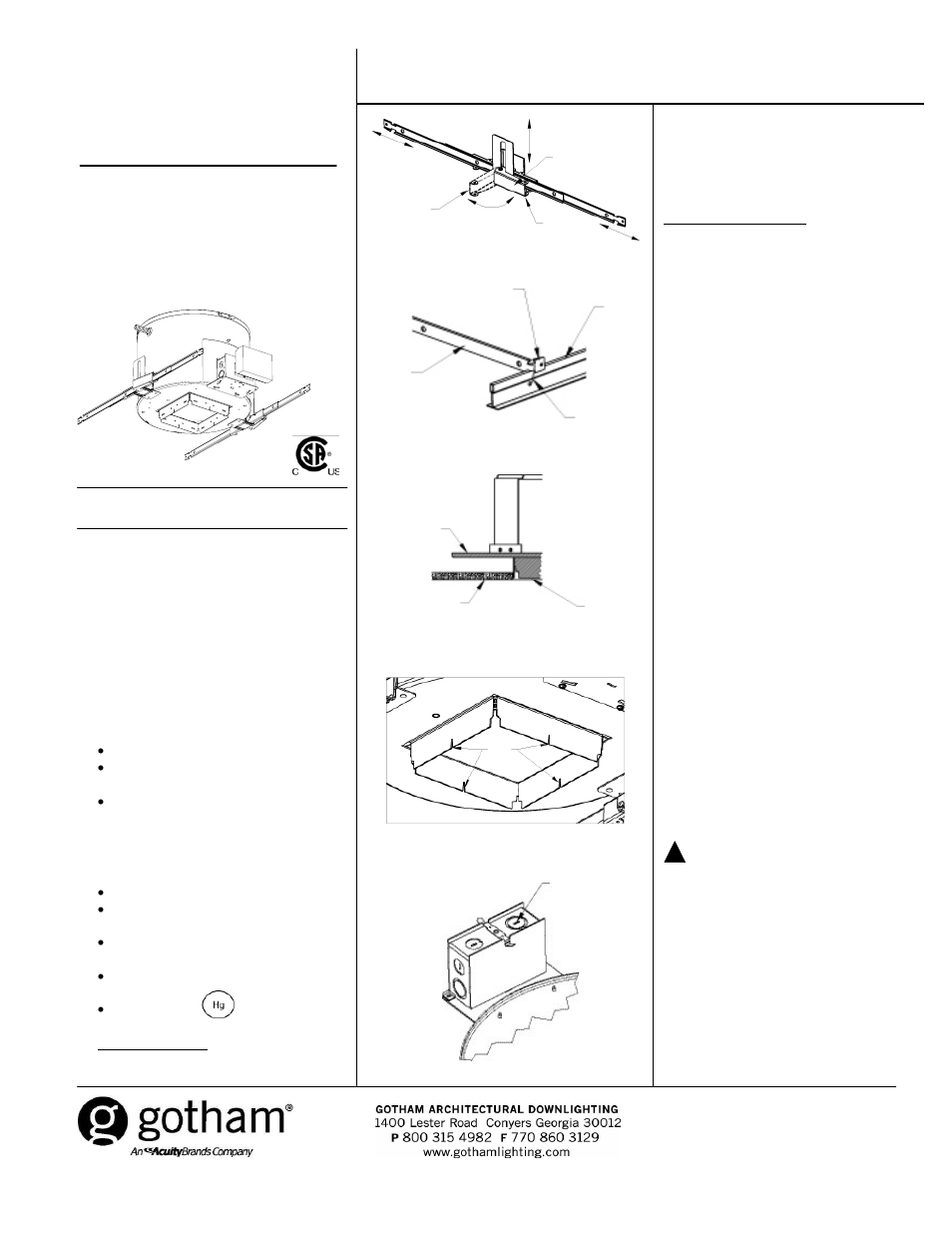 Gotham SQDMRH Mounting Frame User Manual | 2 pages