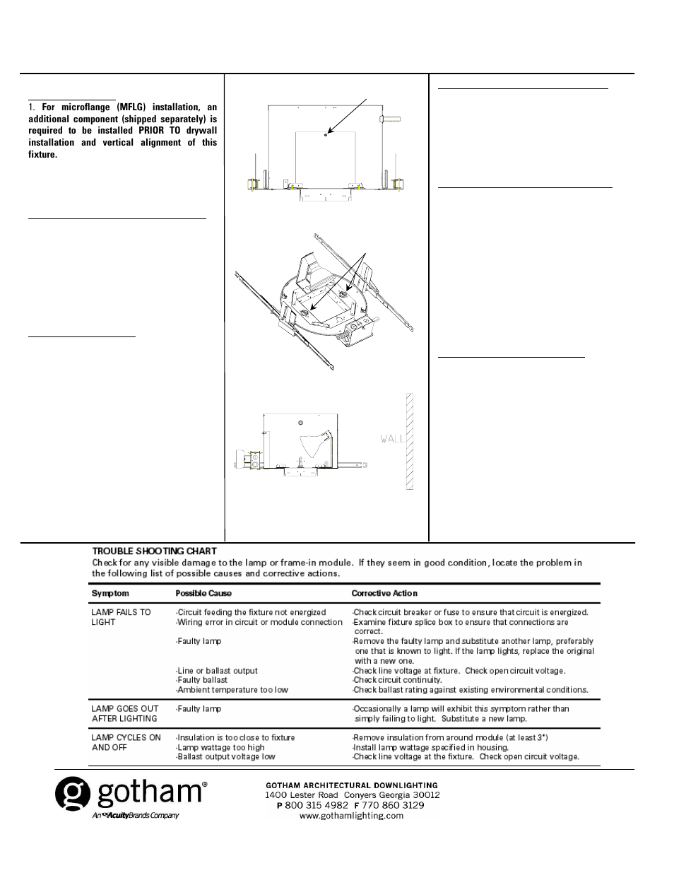 Gotham SQDMRH Mounting Frame User Manual | Page 2 / 2