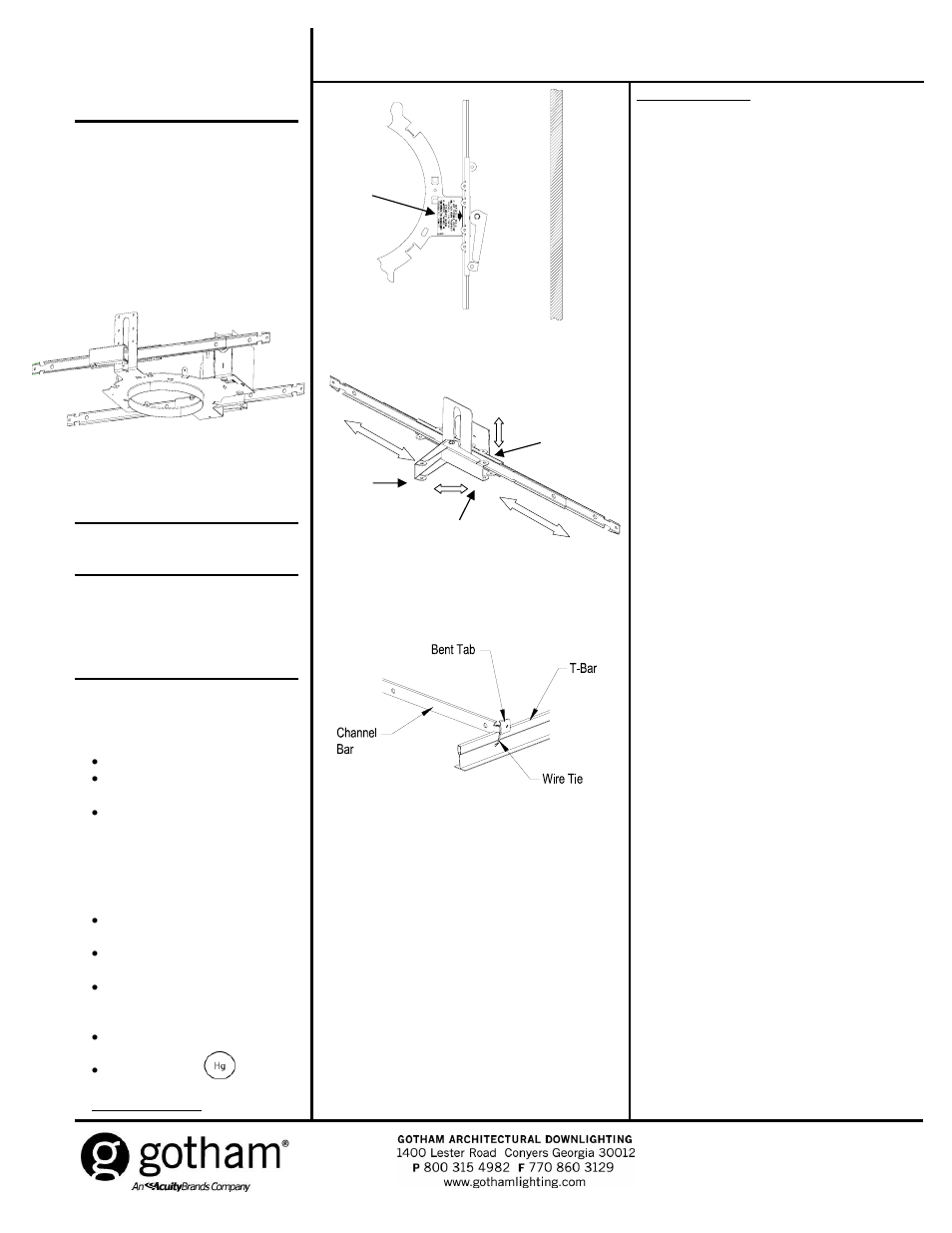 Gotham GRSF L_YK MOUNTING FRAME User Manual | 2 pages