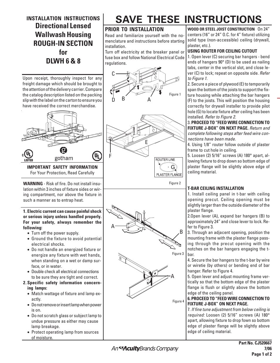 Gotham ROUGH-IN SECTION for DLWH 6 & 8 User Manual | 2 pages