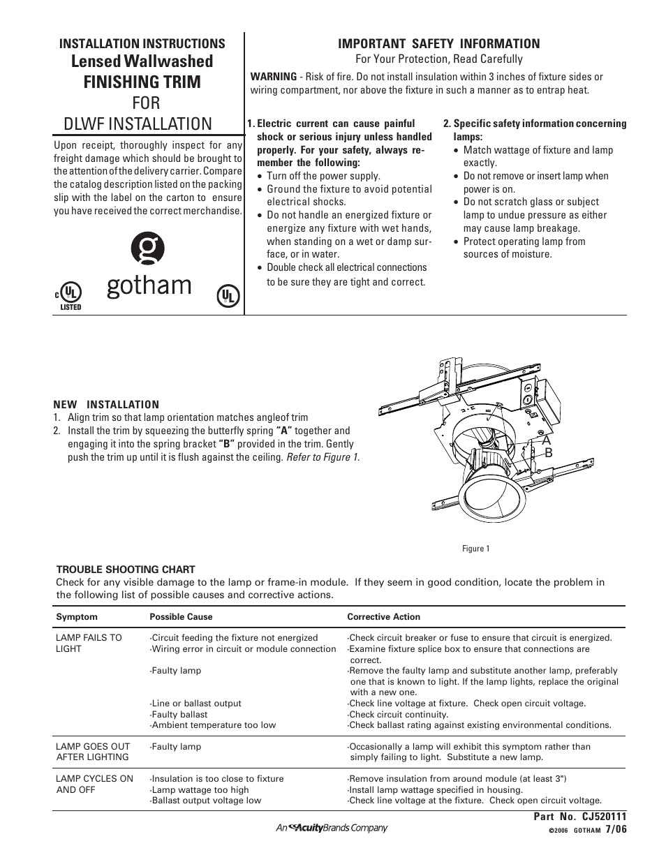 Gotham DLWF FINISHING TRIM User Manual | 1 page