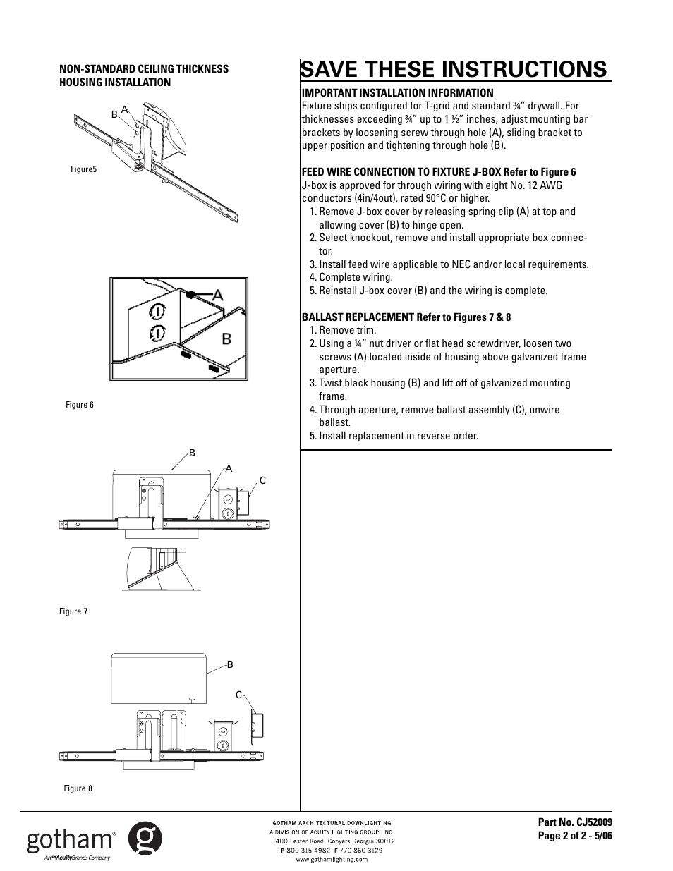 Save these instructions | Gotham DLWF 6 & 8 User Manual | Page 2 / 2