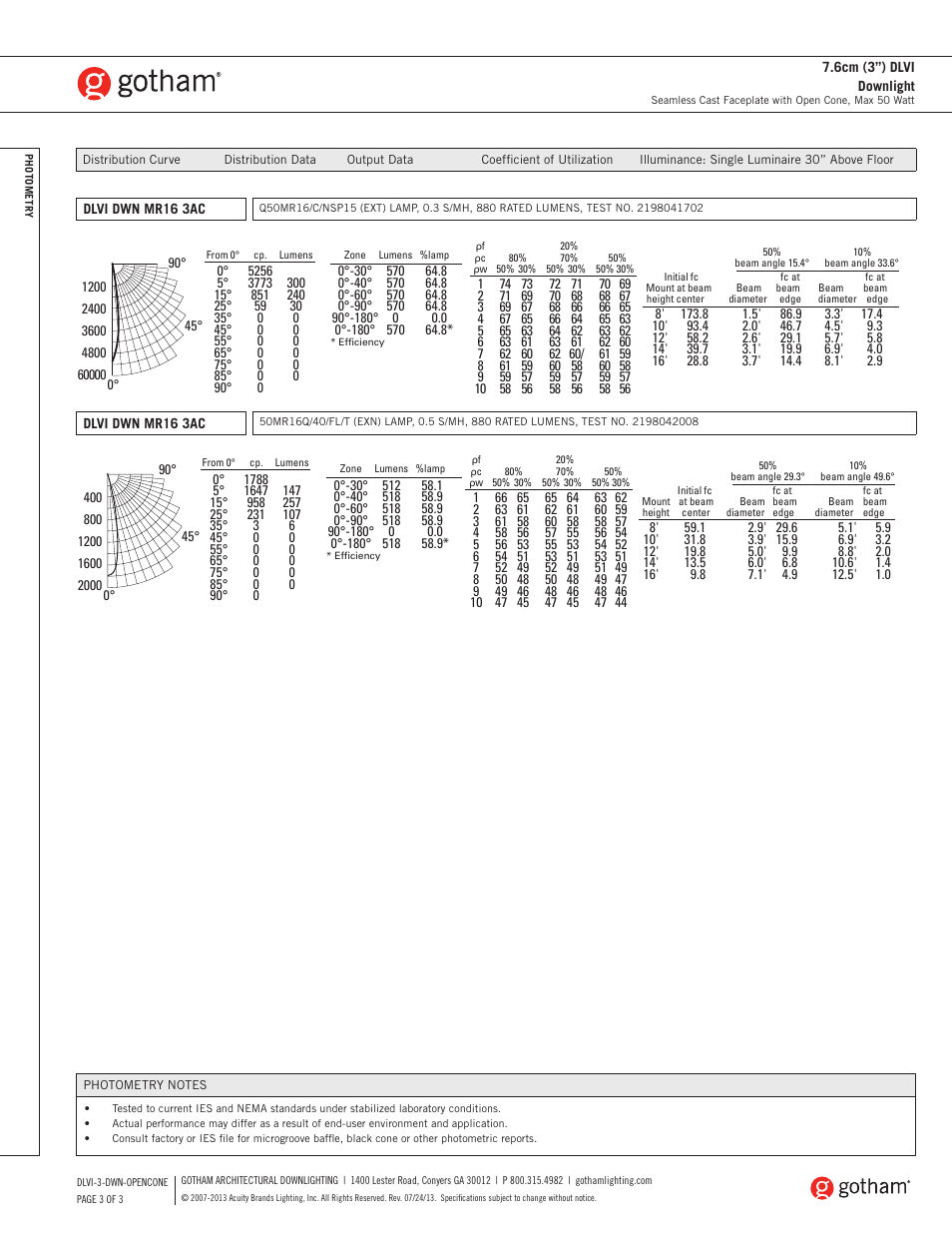 Gotham DLVI 7.6cm (3) Downlight SpecSheet User Manual | Page 3 / 3