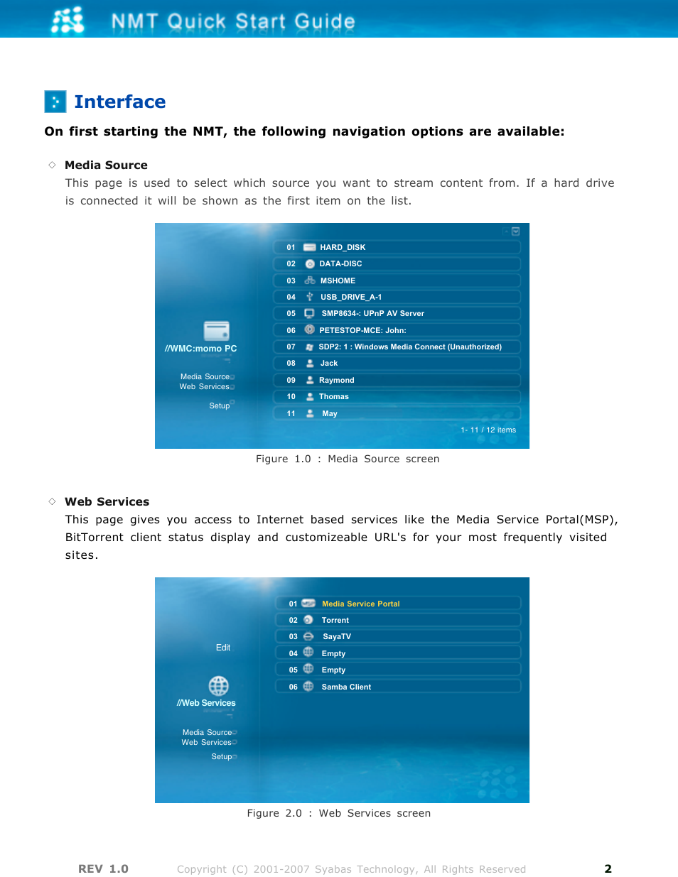 Interface | POPCORN HOUR A-100 User Manual | Page 2 / 10