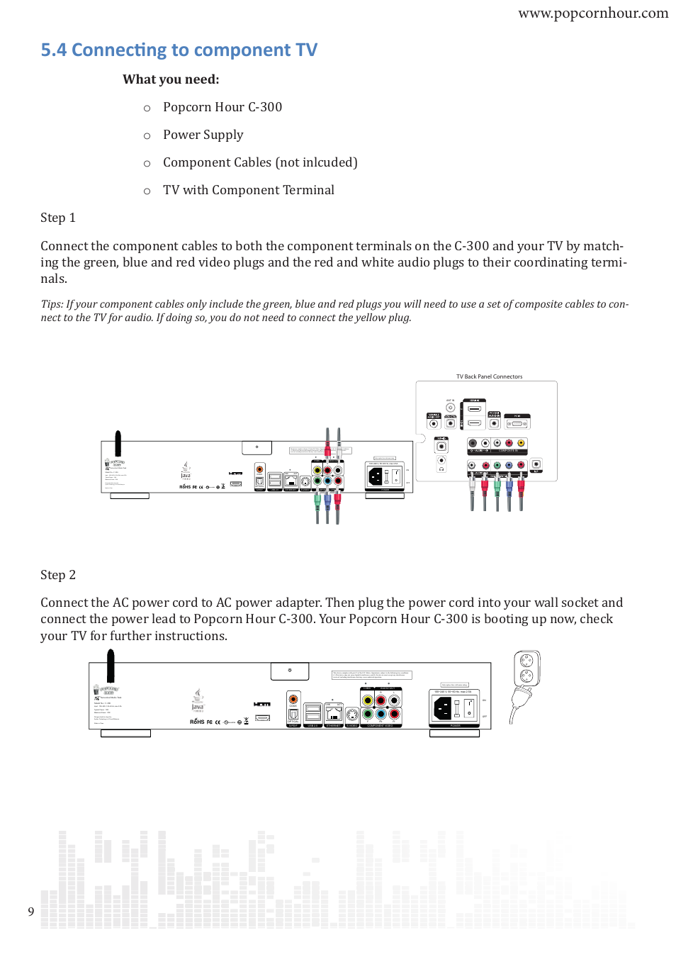 4 connecting to component tv, Cus listed | POPCORN HOUR C-300 User Manual | Page 10 / 81