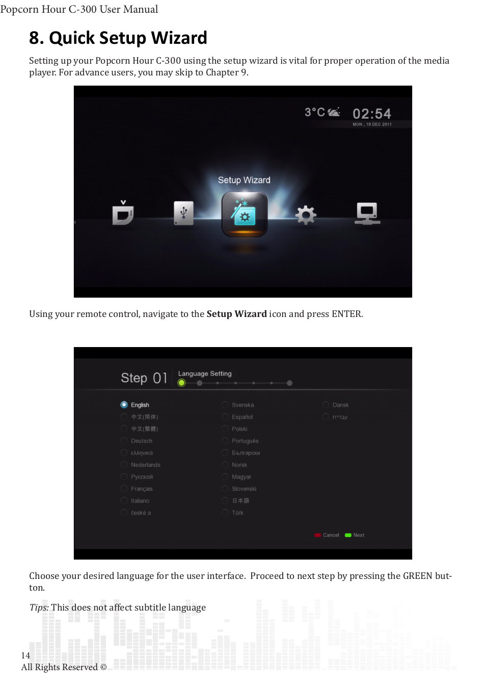 Quick setup wizard | POPCORN HOUR C-300 User Manual | Page 15 / 81