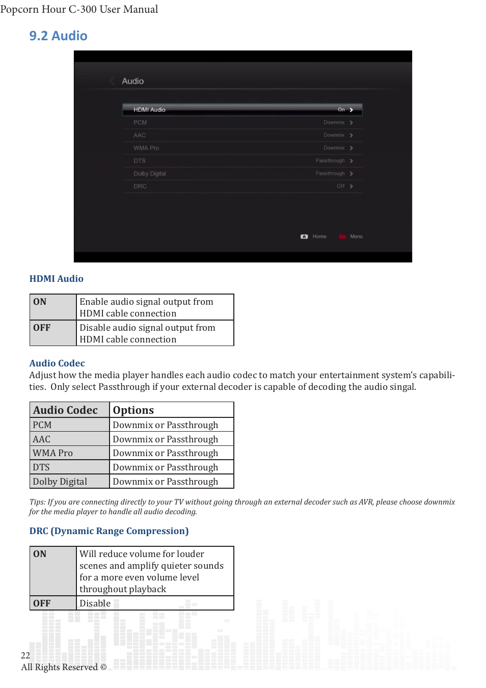 2 audio | POPCORN HOUR C-300 User Manual | Page 23 / 81