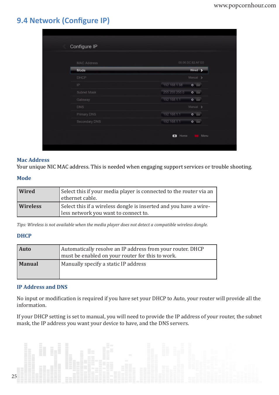 4 network (configure ip) | POPCORN HOUR C-300 User Manual | Page 26 / 81