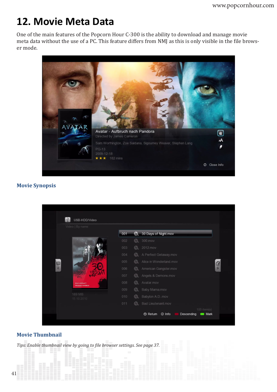 Movie meta data | POPCORN HOUR C-300 User Manual | Page 42 / 81