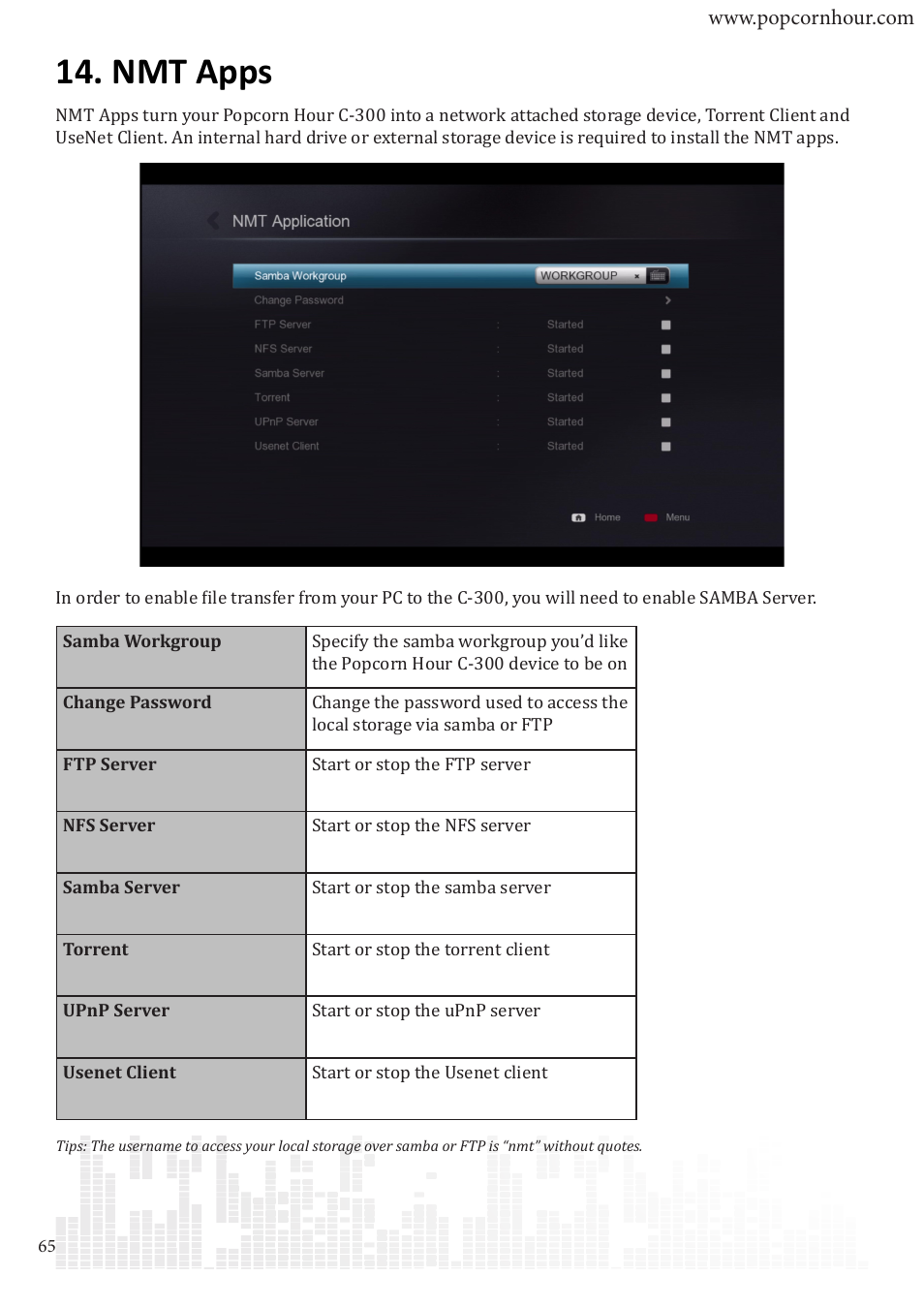 Nmt apps | POPCORN HOUR C-300 User Manual | Page 66 / 81