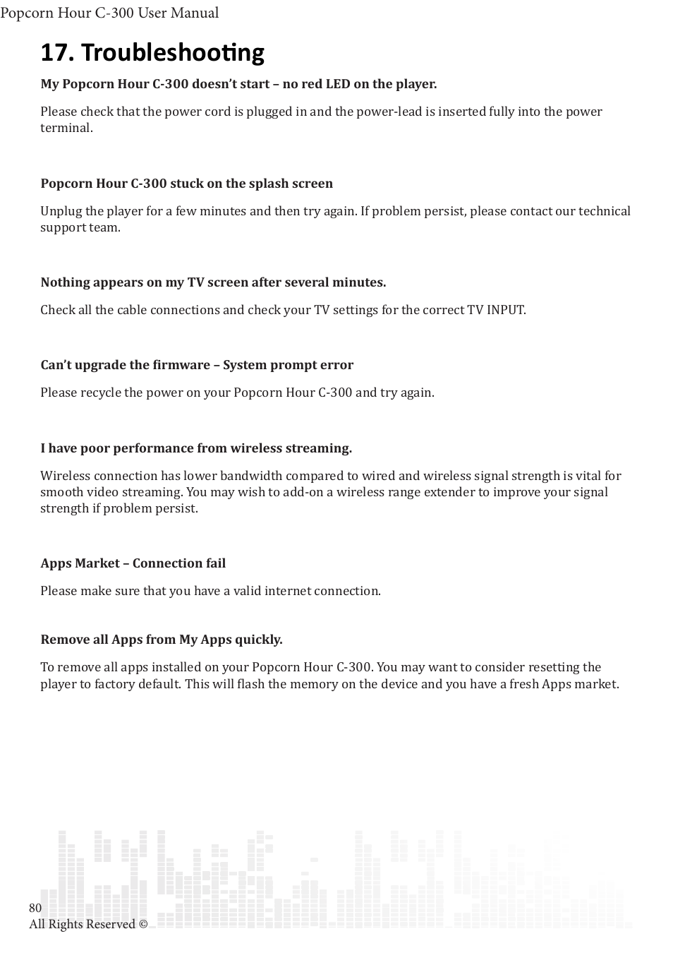 Troubleshooting | POPCORN HOUR C-300 User Manual | Page 81 / 81
