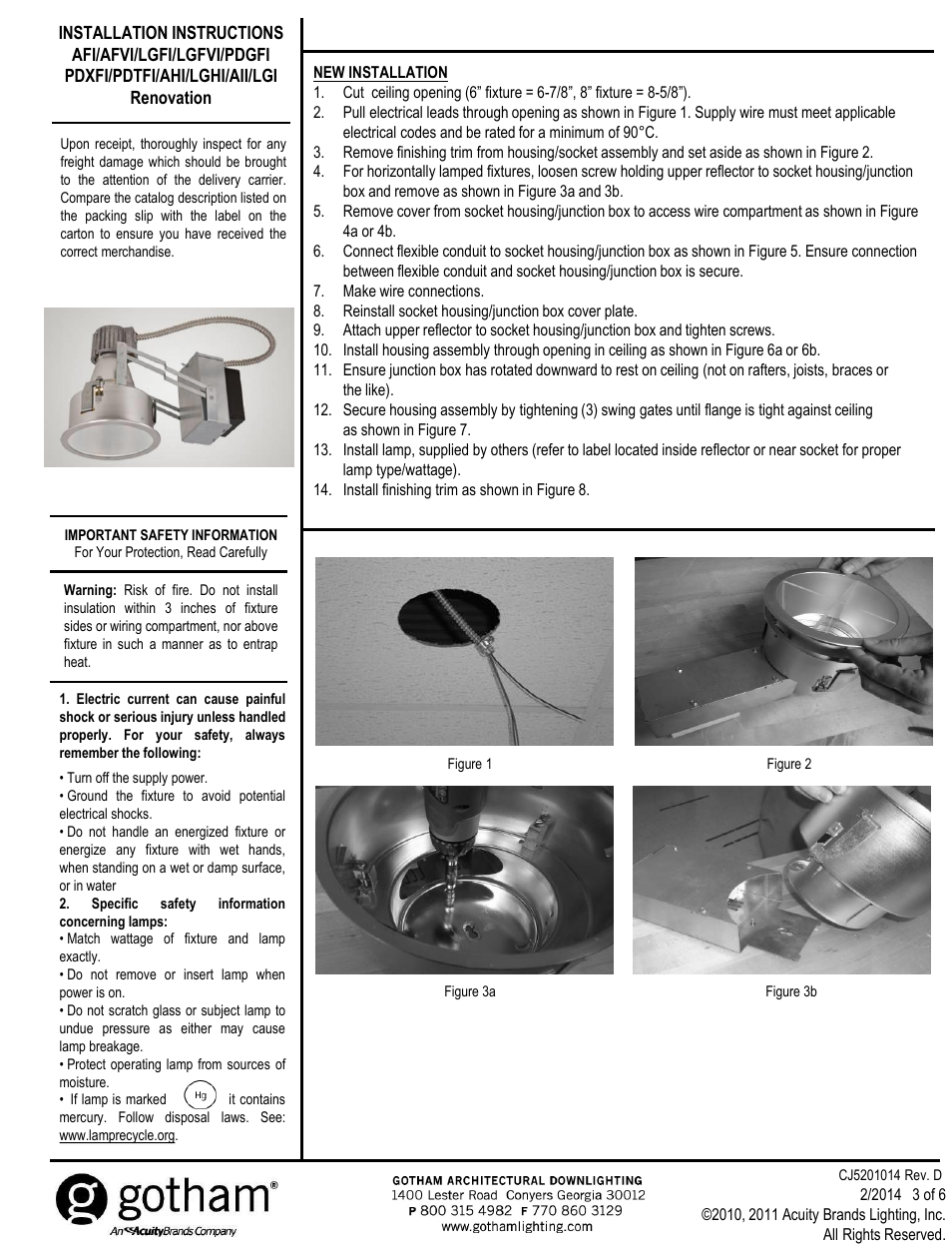 Save these instructions | Gotham LGI Renovation User Manual | Page 3 / 6